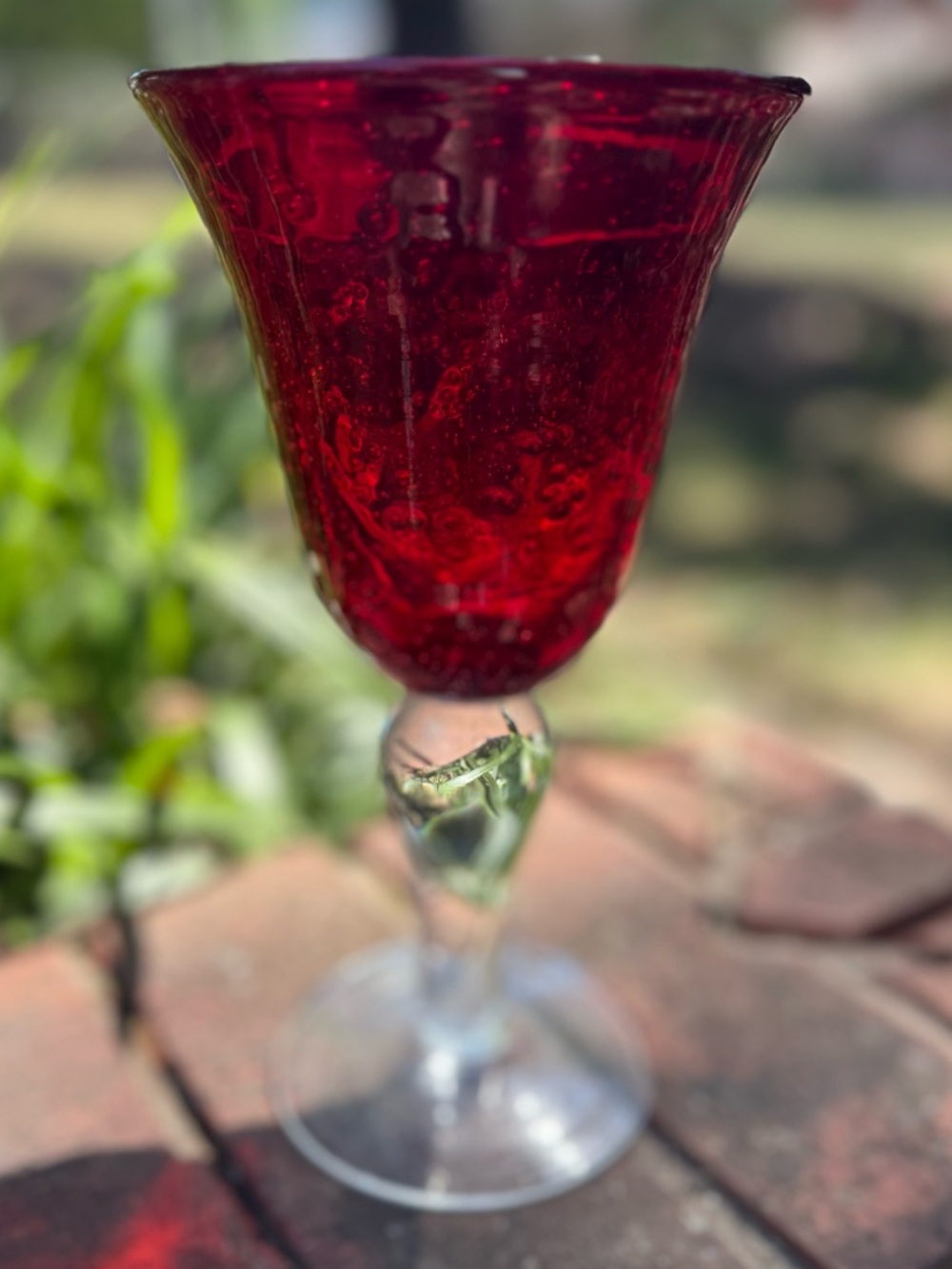 Artland Ruby Red Iris Hand Blown Bubble Glass